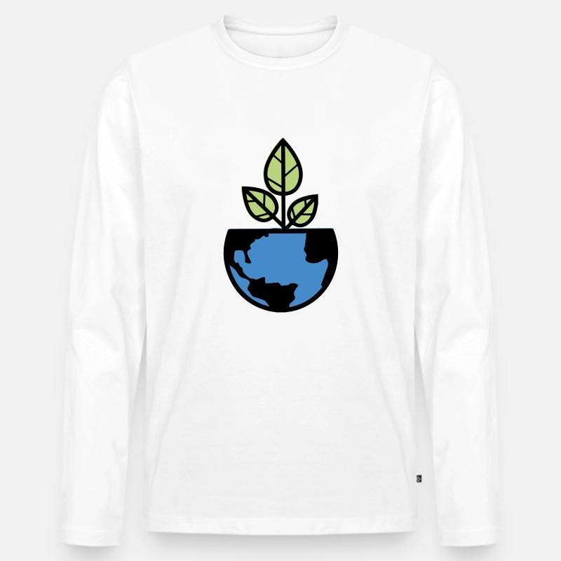 planet erde - Männer Premium Bio Langarmshirt - Weiß