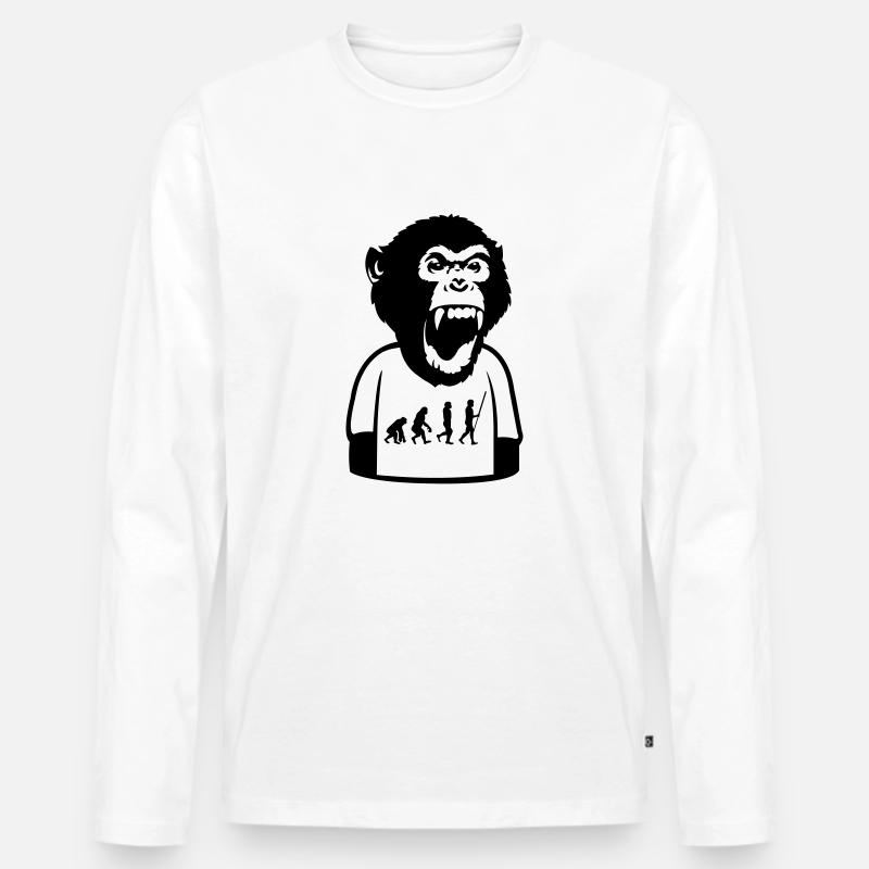 Affe Evolution - Männer Premium Bio Langarmshirt - Weiß
