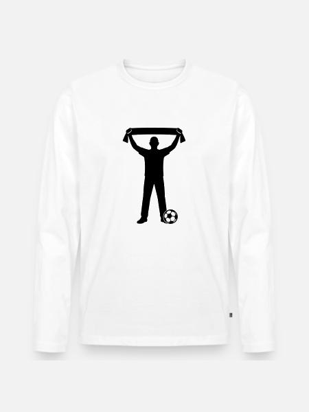 Fussball Fan Silhouette - Männer Premium Bio Langarmshirt - Weiß