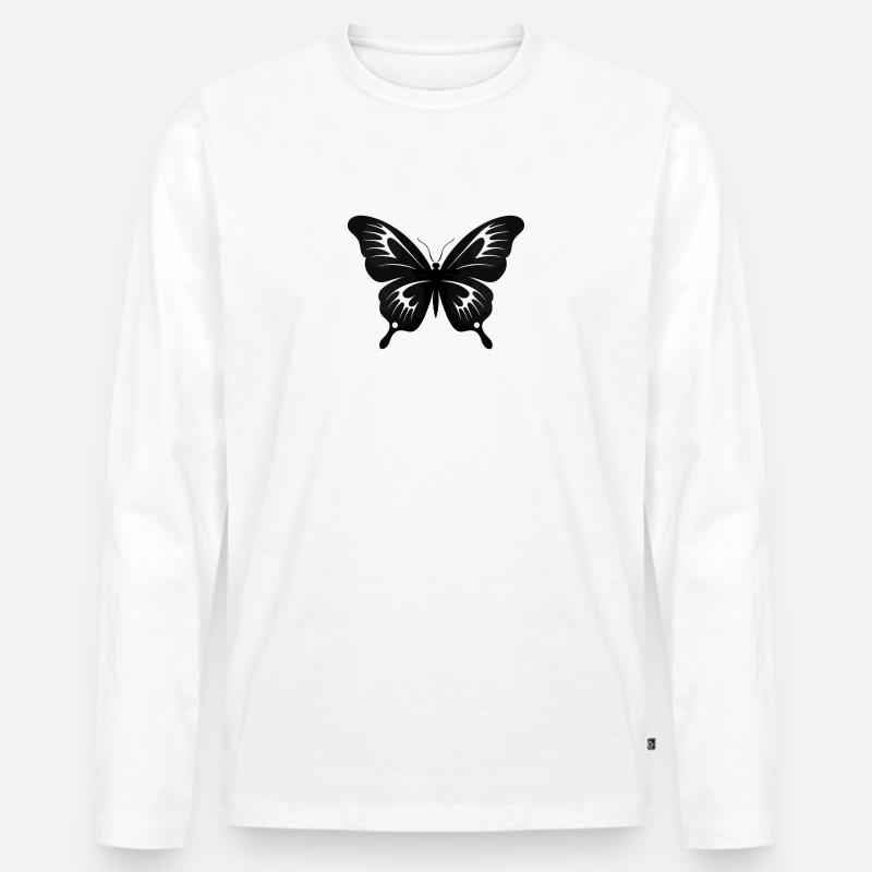 Schmetterling - Männer Premium Bio Langarmshirt - Weiß