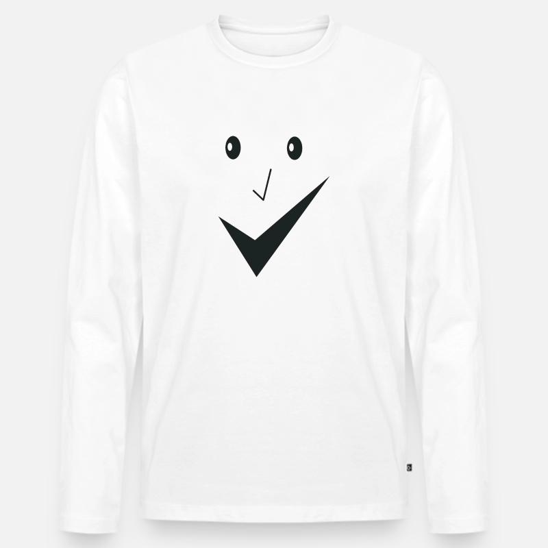 Feines Lächeln - Feines Gesicht E03. - Männer Premium Bio Langarmshirt - Weiß