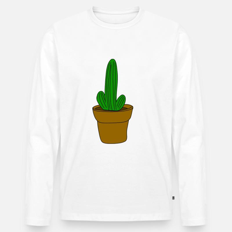kaktus - Männer Premium Bio Langarmshirt - Weiß