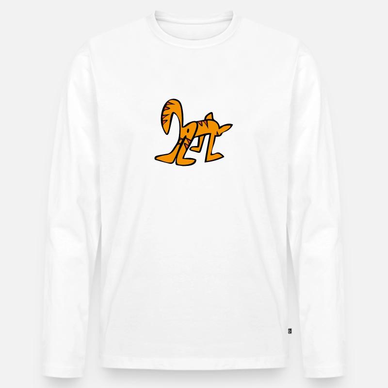 getigerte Katze,Cat,Comic - Männer Premium Bio Langarmshirt - Weiß