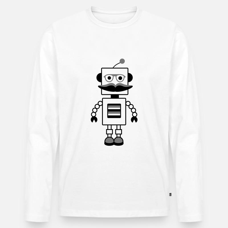 Roboter - Männer Premium Bio Langarmshirt - Weiß