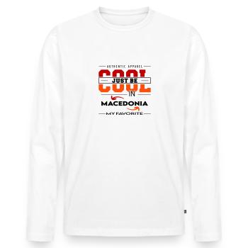 Macedonia Mazedonien Land Urlaub Reise verreisen - Männer Premium Bio Langarmshirt - Weiß - Vorne - Nico (187cm)