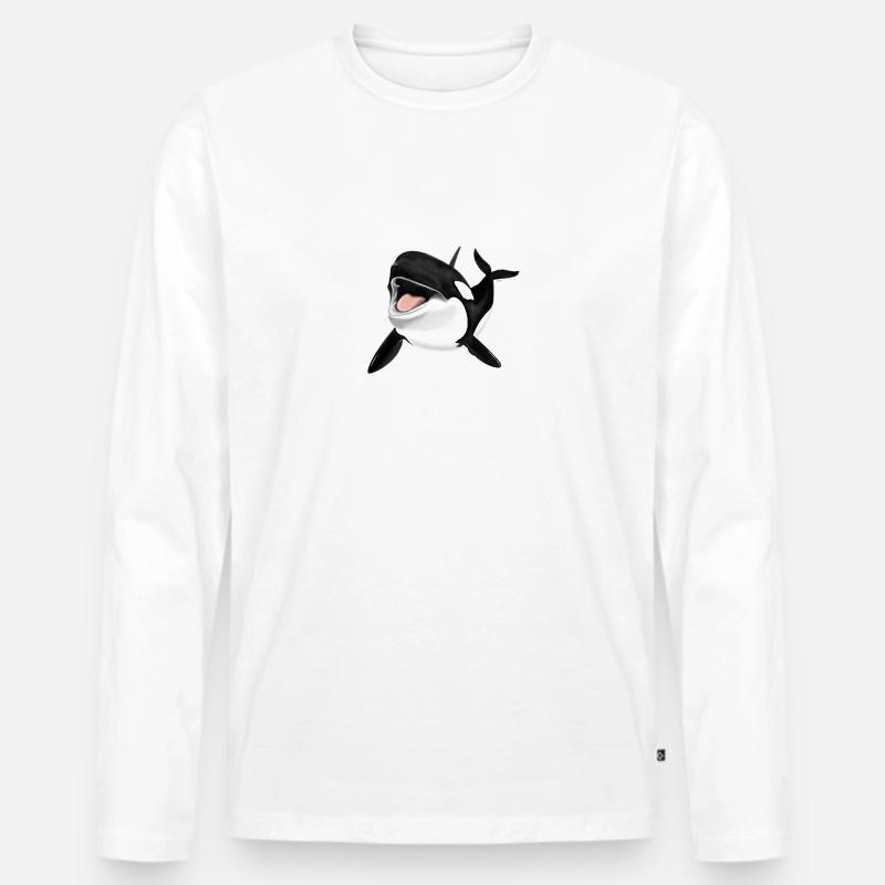 Orca - Männer Premium Bio Langarmshirt - Weiß