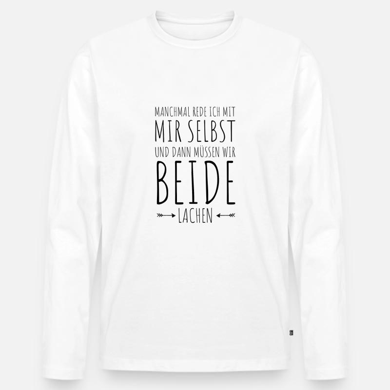 Selbstgespräch | Lustige Geschenkidee HUMOR - Männer Premium Bio Langarmshirt - Weiß