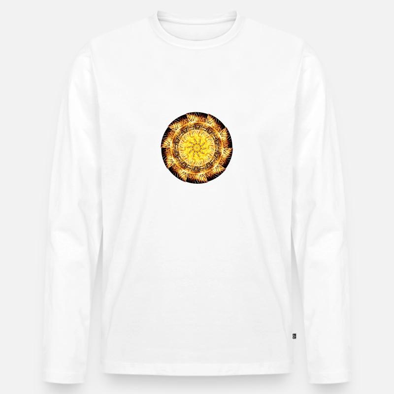 Mandala - Männer Premium Bio Langarmshirt - Weiß