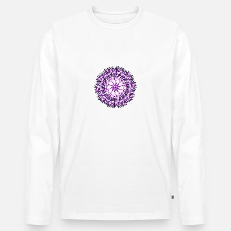 Mandala - Männer Premium Bio Langarmshirt - Weiß