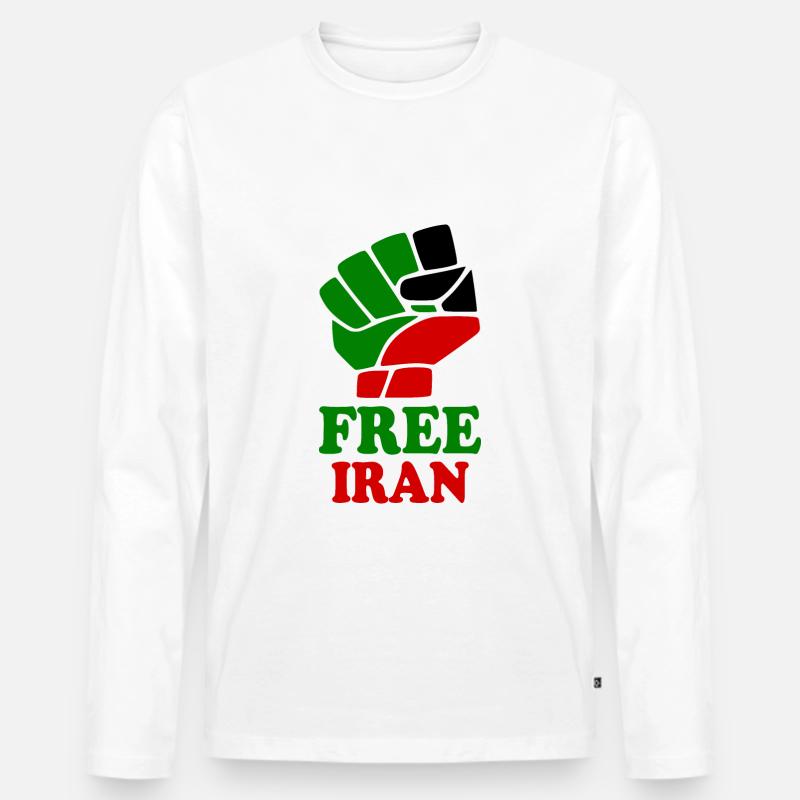 Free iran - Männer Premium Bio Langarmshirt - Weiß