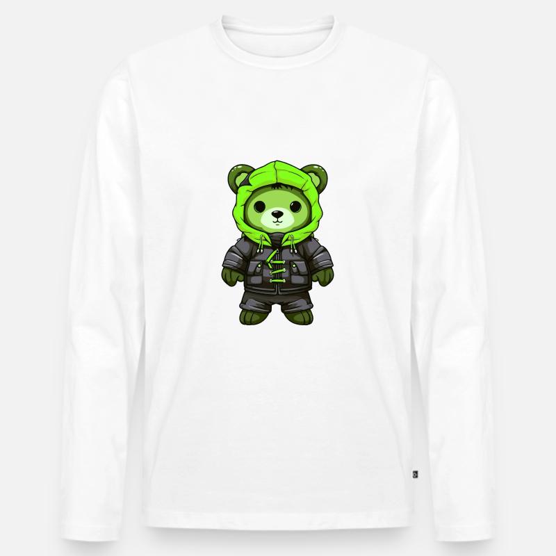 Bär Winter Comic - Männer Premium Bio Langarmshirt - Weiß