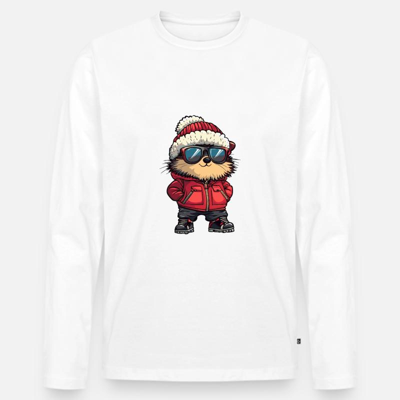 Igel Cool Comic - Männer Premium Bio Langarmshirt - Weiß