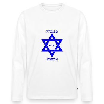 Juif fier - T-shirt manches longues Premium bio Homme - blanc - Devant - Nico (187cm)