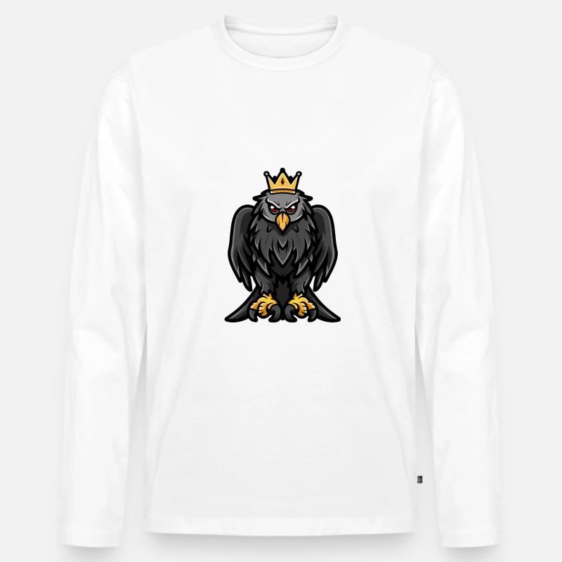 Harpyie Vogel Comic Krone - Männer Premium Bio Langarmshirt - Weiß