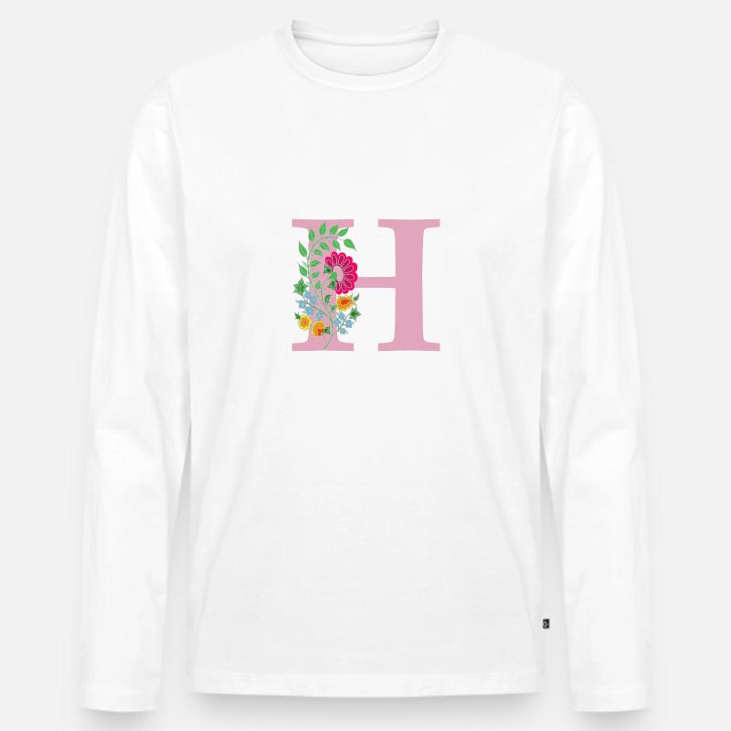 blume 12 rot mit h - Männer Premium Bio Langarmshirt - Weiß
