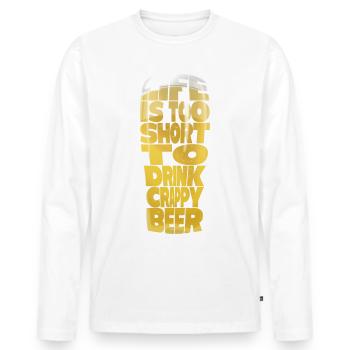 LA VIE EST TROP COURTE POUR BOIRE DE LA BIÈRE DE MERDE - T-shirt manches longues Premium bio Homme - blanc - Devant - Nico (187cm)