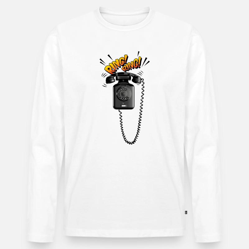 Telefon ohne Touch-Screen - Männer Premium Bio Langarmshirt - Weiß