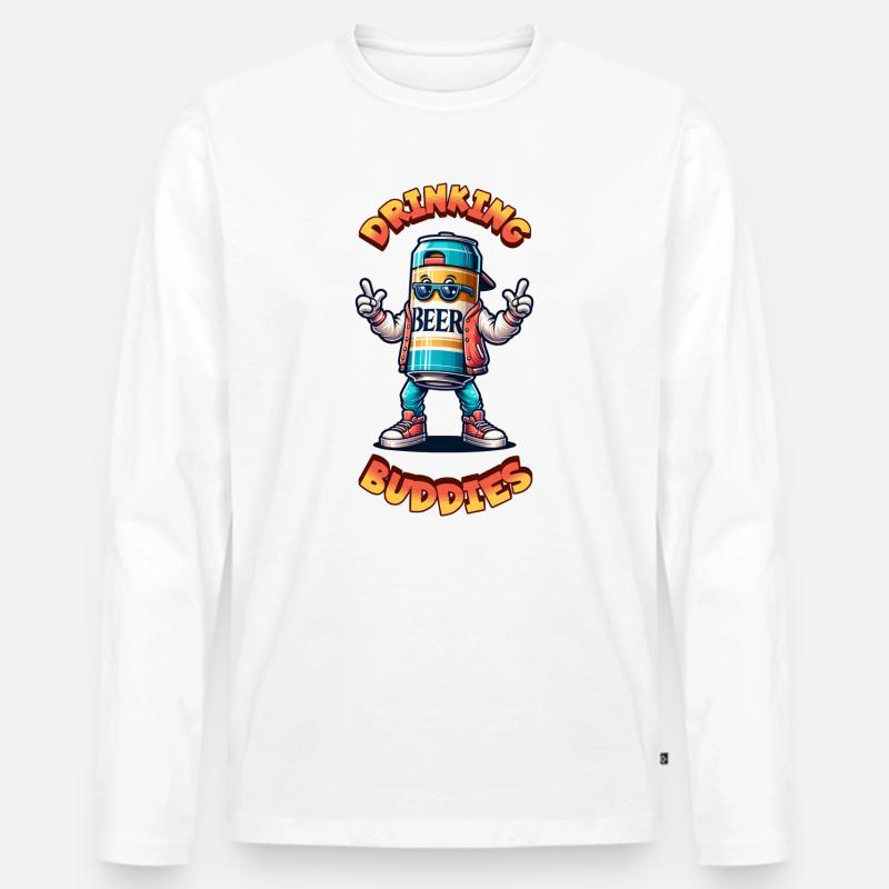 Drinking Buddies - Männer Premium Bio Langarmshirt - Weiß