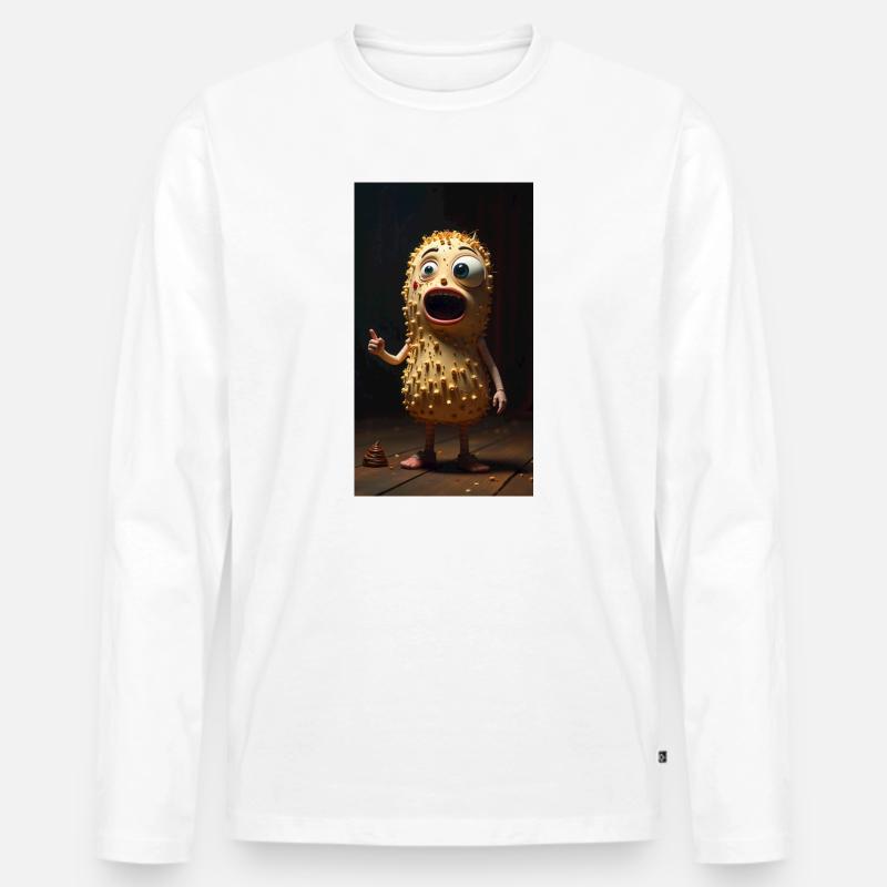 Spiky Peanut Maskottchen - Männer Premium Bio Langarmshirt - Weiß