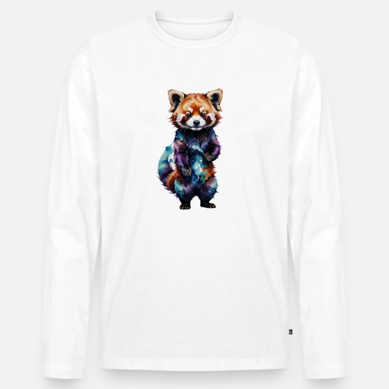 Bunter Panda Aquarell-Design - Männer Premium Bio Langarmshirt - Weiß