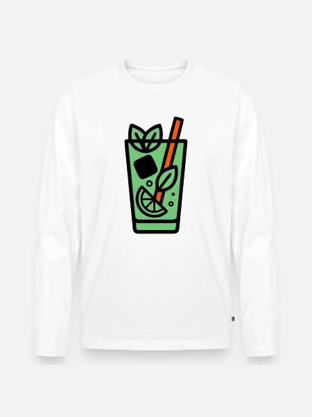 Icône du cocktail Mojito - T-shirt manches longues Premium bio Homme - blanc