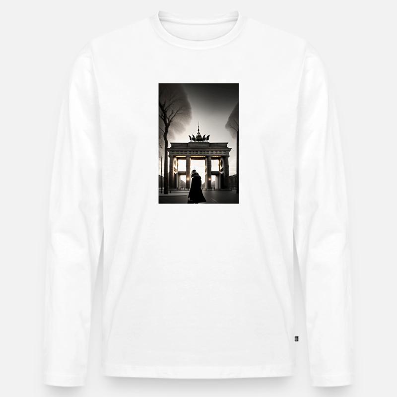 berlin black white siluette 2 - Männer Premium Bio Langarmshirt - Weiß