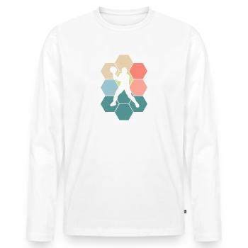 Abstract Padel Player Motif Padel Padeltennis - Men's Premium Organic Long Sleeve Shirt - white - Front - Nico (187cm)