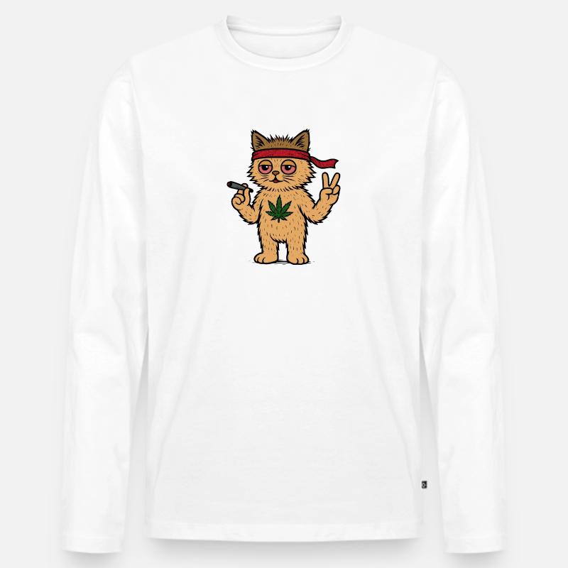 High Cat - Männer Premium Bio Langarmshirt - Weiß