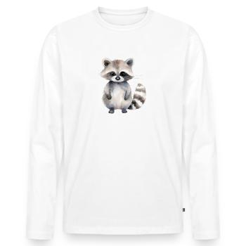 Raccoon Lena - Men's Premium Organic Long Sleeve Shirt - white - Front - Nico (187cm)