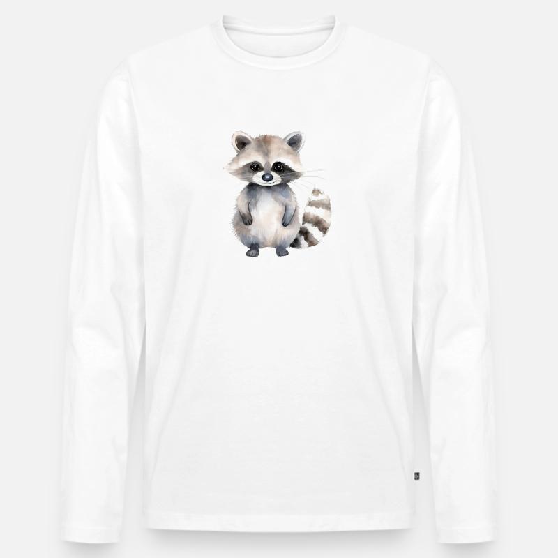 Waschbär Lena - Männer Premium Bio Langarmshirt - Weiß