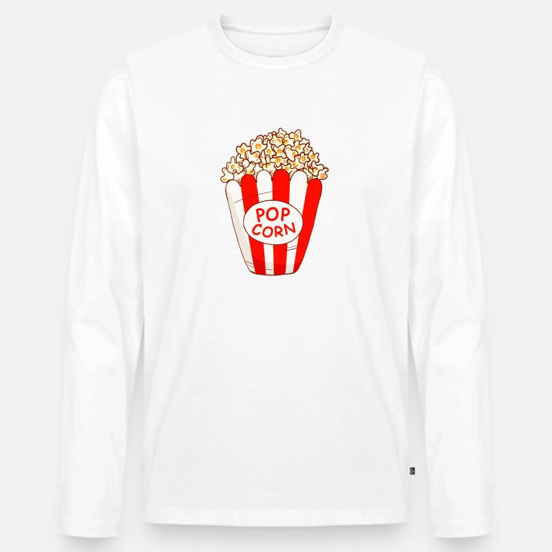 Popcorn - Männer Premium Bio Langarmshirt - Weiß