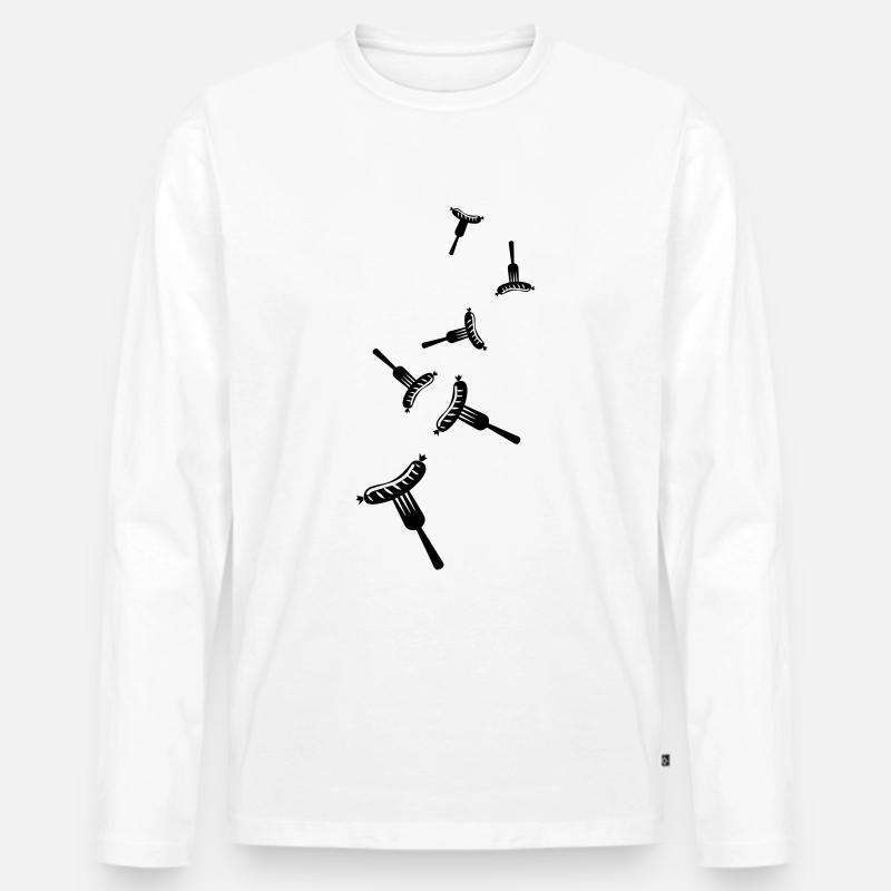 Bratwurst Fleisch icon - Männer Premium Bio Langarmshirt - Weiß