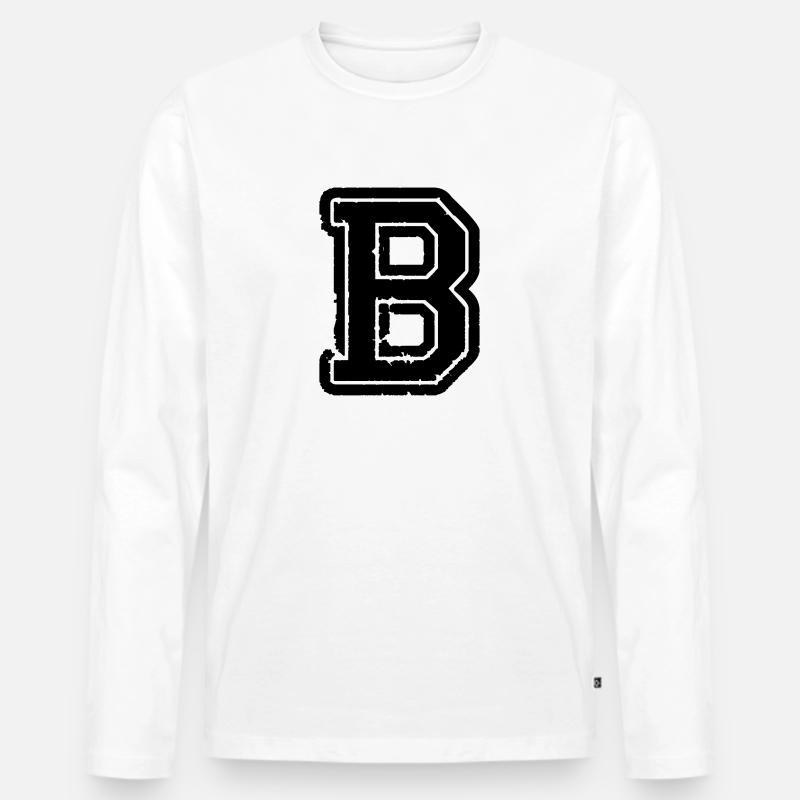 B Buchstabe - Männer Premium Bio Langarmshirt - Weiß