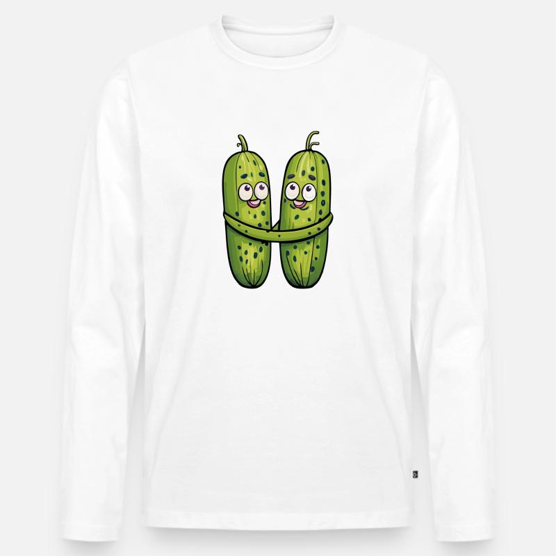 Verliebte Essiggurken - Männer Premium Bio Langarmshirt - Weiß