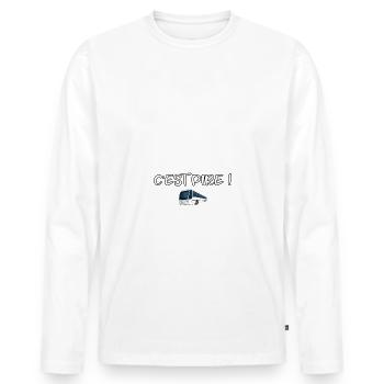 Avant j'aimais conduire le busmaintenant cest pire - T-shirt manches longues Premium bio Homme - blanc - Devant - Nico (187cm)