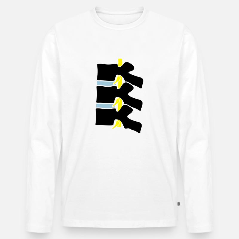 Wirbel Wirbelsäule Bandscheibe Zwischenwirbel - Männer Premium Bio Langarmshirt - Weiß