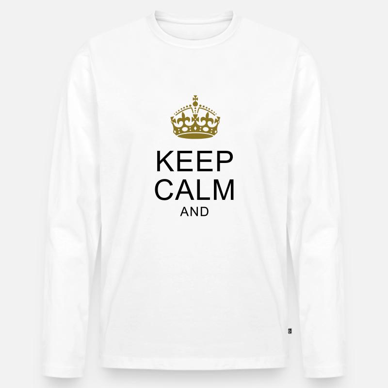 KEEP-CALM-SHIRTS.com ... Dein Text ARIAL - Männer Premium Bio Langarmshirt - Weiß