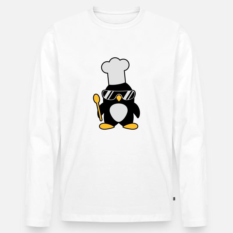 Cool Penguin Chef - Männer Premium Bio Langarmshirt - Weiß