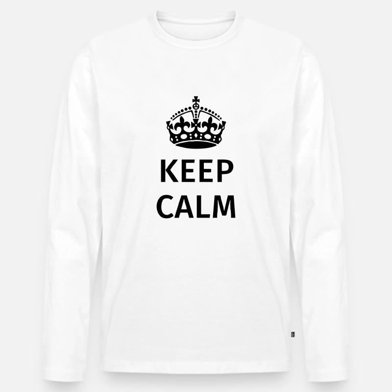 Keep Calm - Männer Premium Bio Langarmshirt - Weiß