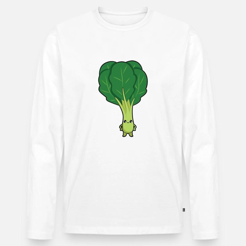 Spinat - Männer Premium Bio Langarmshirt - Weiß