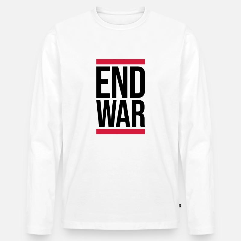 End War Stop - Männer Premium Bio Langarmshirt - Weiß