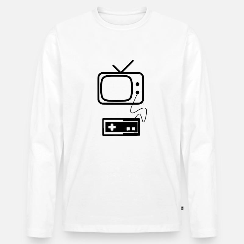 RETRO GAMING - Männer Premium Bio Langarmshirt - Weiß