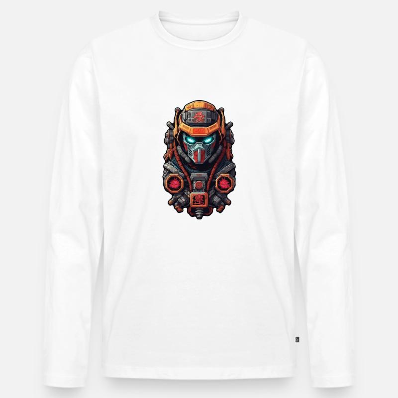 Samurai Warrior - Japan - Roboter - Männer Premium Bio Langarmshirt - Weiß