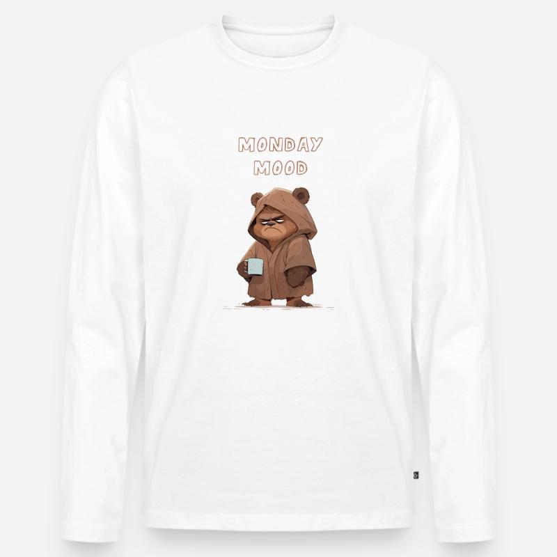 Monday mood bear - Männer Premium Bio Langarmshirt - Weiß
