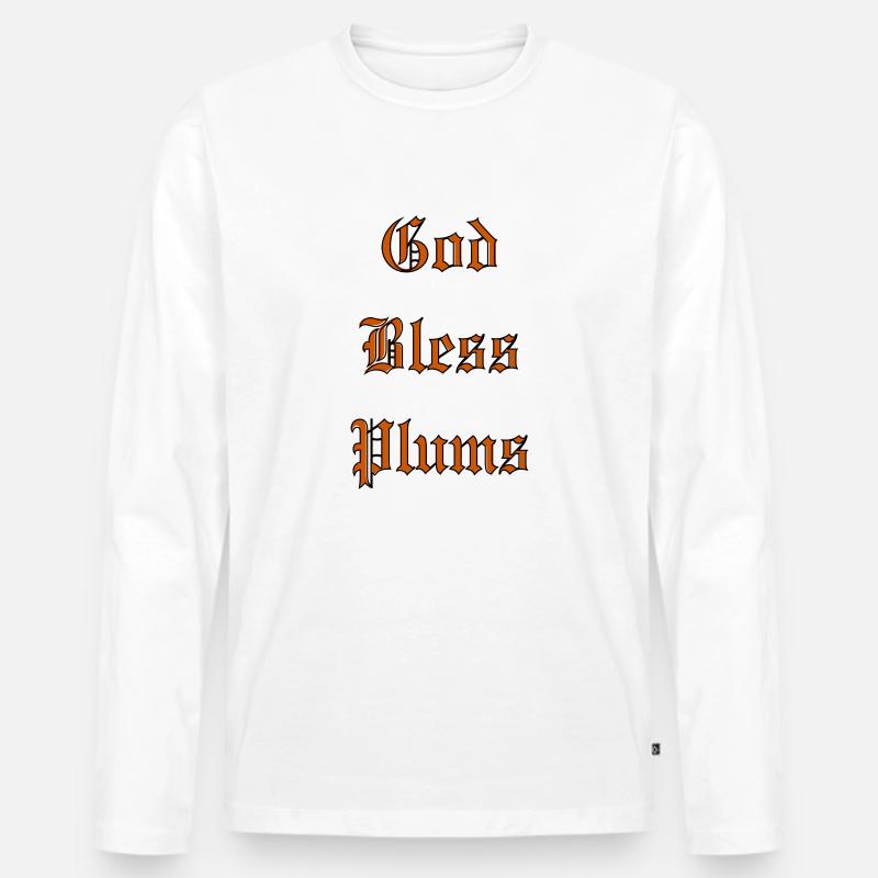 GodBlessPlums - Männer Premium Bio Langarmshirt - Weiß