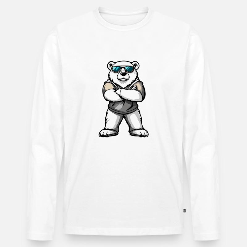 Eisbär Comic - Männer Premium Bio Langarmshirt - Weiß