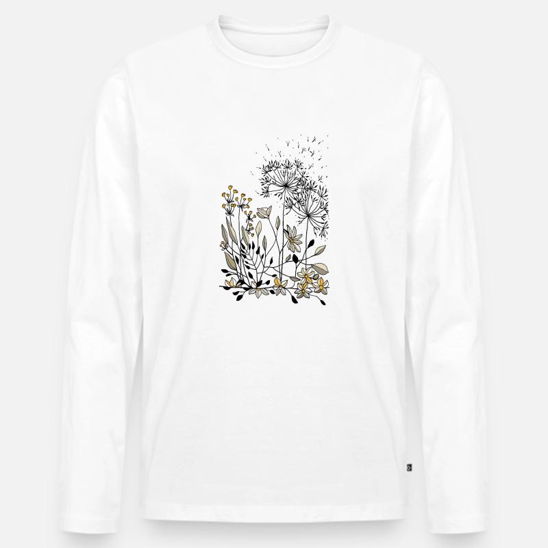 Blumen - Männer Premium Bio Langarmshirt - Weiß