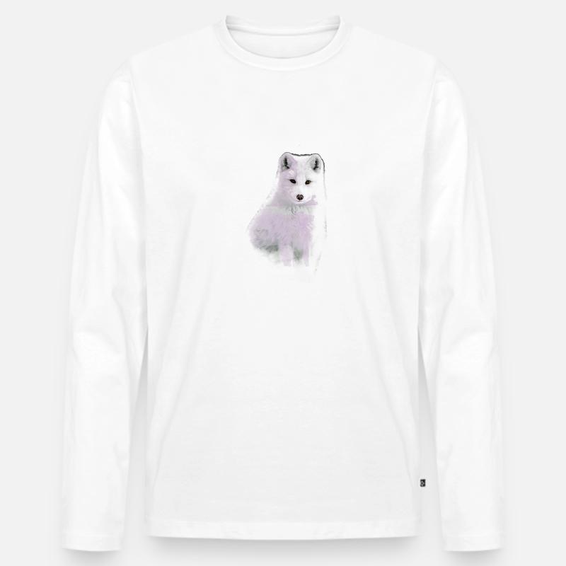 polarfuchs, fuchs,grün,aquarell ,malerei - Männer Premium Bio Langarmshirt - Weiß
