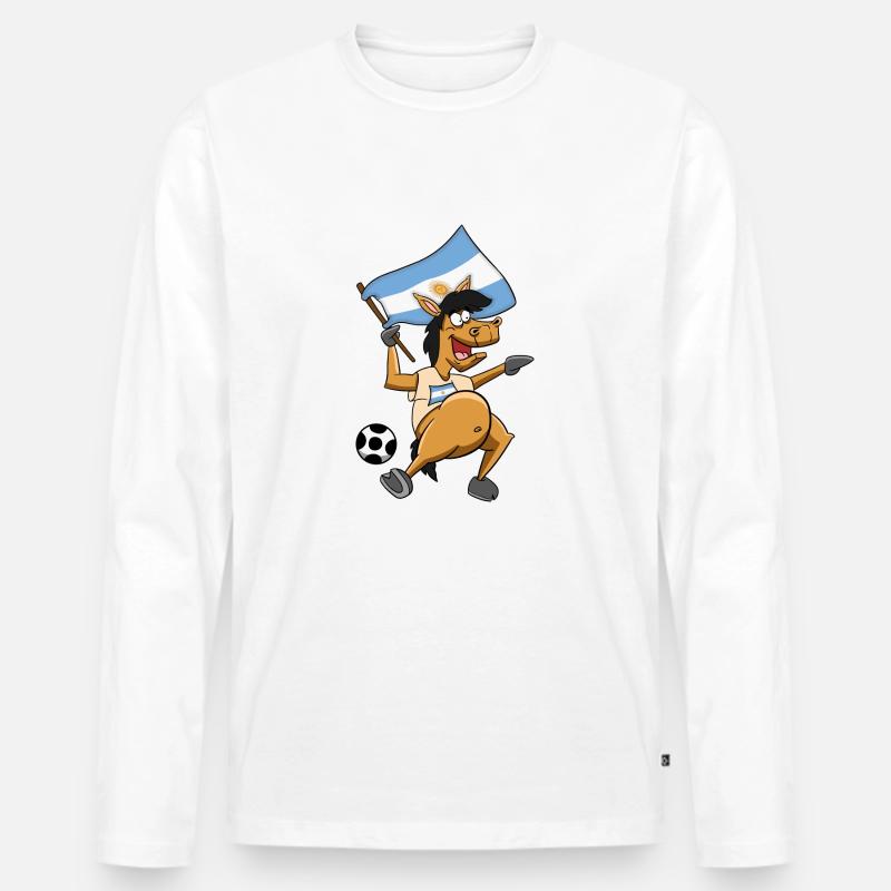 Argentinien Fan Pferd - Männer Premium Bio Langarmshirt - Weiß