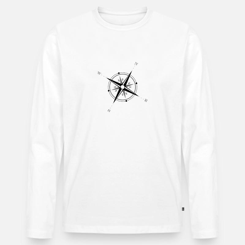 Compass - Männer Premium Bio Langarmshirt - Weiß